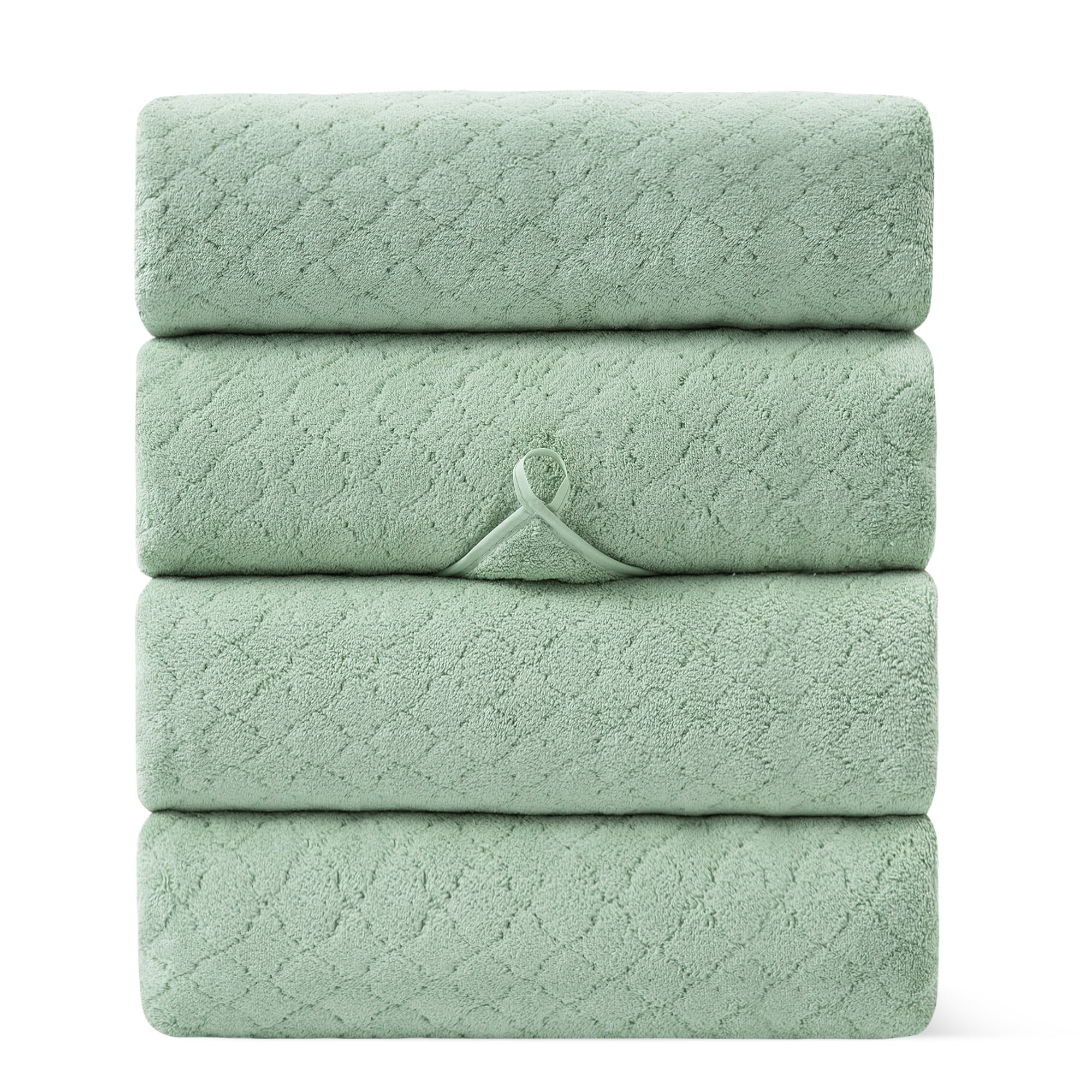 Green Essen 4 Pack Bath Towels Extra Large 35"x 70"Highly Absorbent Quick Dry Large Bath Towels ...