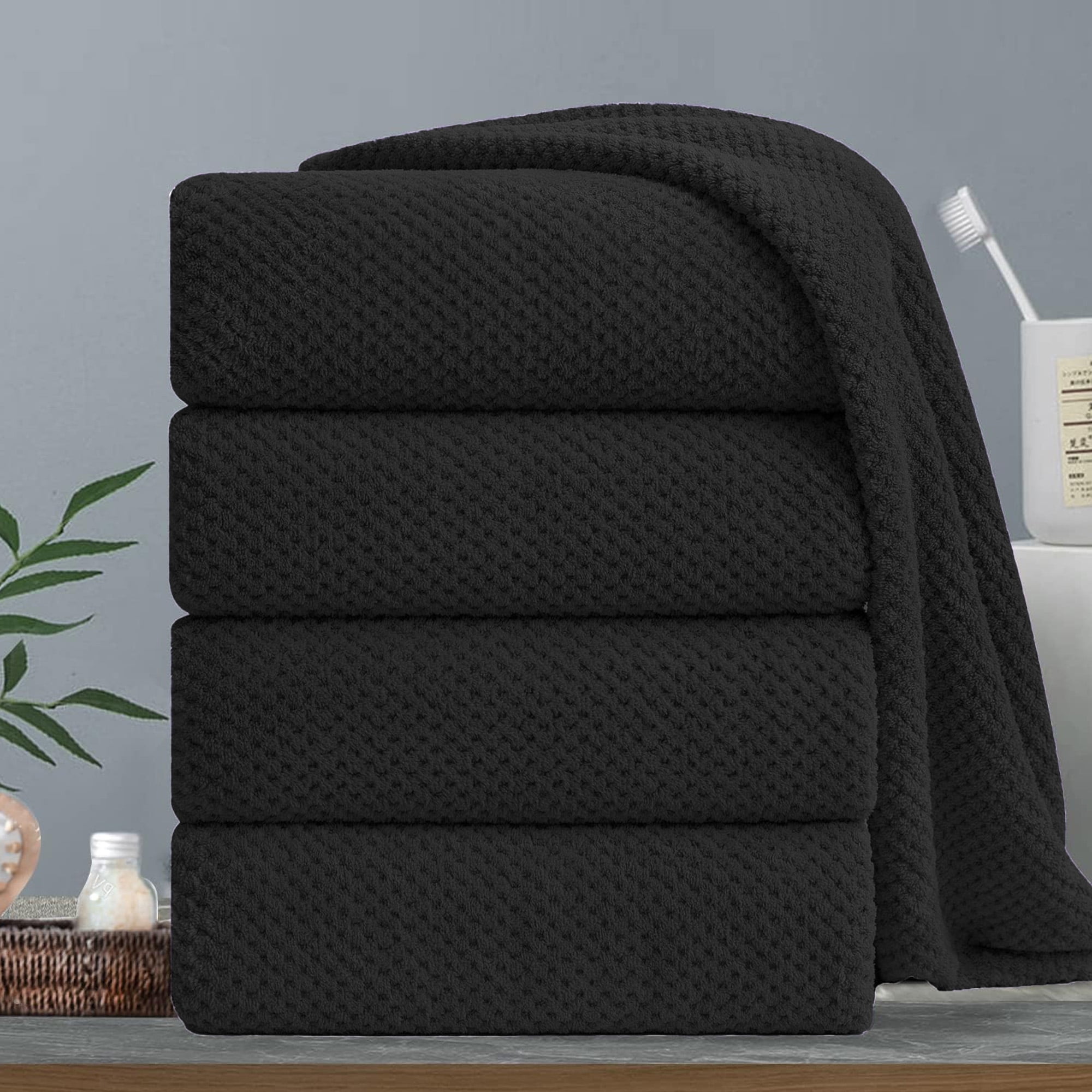 Green Essen 4 Pack Bath Towels Extra Large 35"x 70"Highly Absorbent Quick Dry Large Bath Towels Oversized Microfiber Bath Sheets Soft Bulk Towels for Bathroom Kitchen Spa Hotel Gym Pet(Black) - Walmart.com