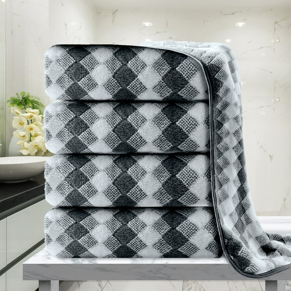 Green Essen 4 Pack Oversized Bath Towel 35 x 70 Inches Highly Absorbent Bath Sheets 600 GSM Soft Extra Large Bath Towel Sets Quick Dry Shower Towel for Bathroom Spa Hotel Gym Pool(Dark Gray)