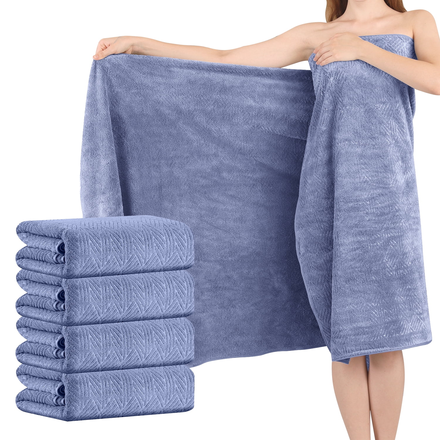 Green Essen 4 Pack Oversized Bath Towel Sets 35"x 70"Highly Absorbent Quick Dry Bath Sheets 600 GSM Extra Large Bath Towels Clearance Soft Shower Towels for Bathroom Spa Hotel Gym Pet(Purple)