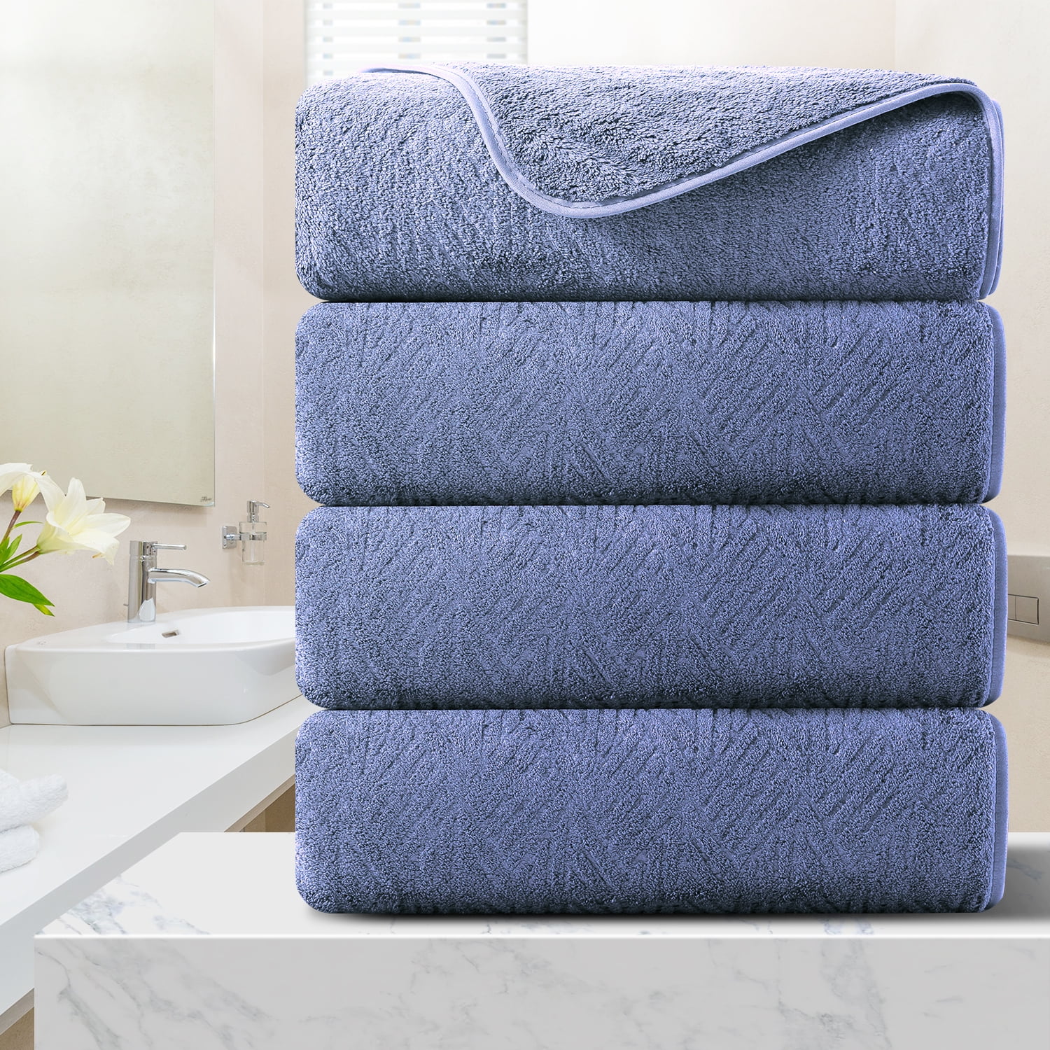Green Essen 4 Pack Oversized Bath Towel Sets 35"x 70"Highly Absorbent