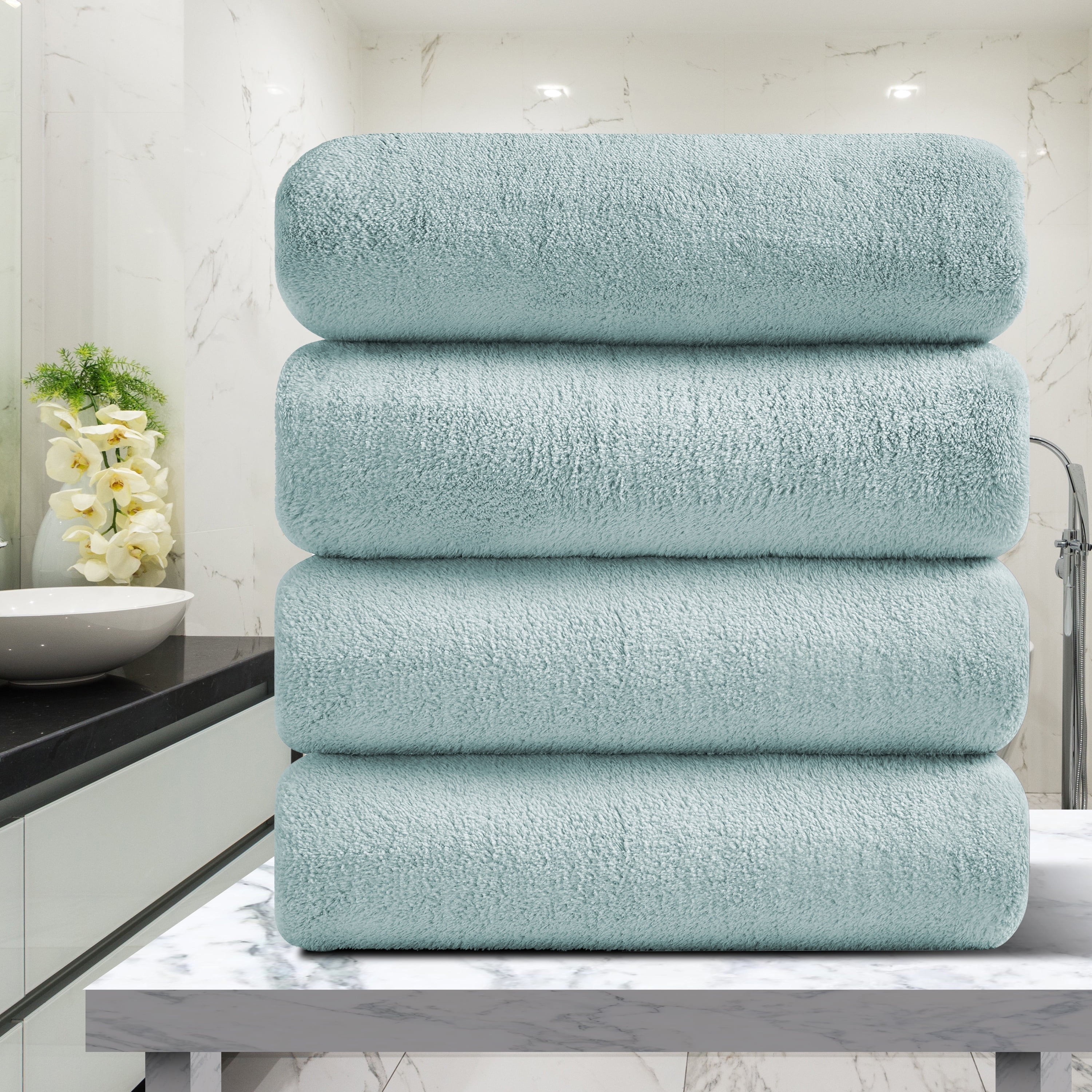 Green Essen 4 Pack Oversized Bath Towel Sets 700 GSM Soft Large