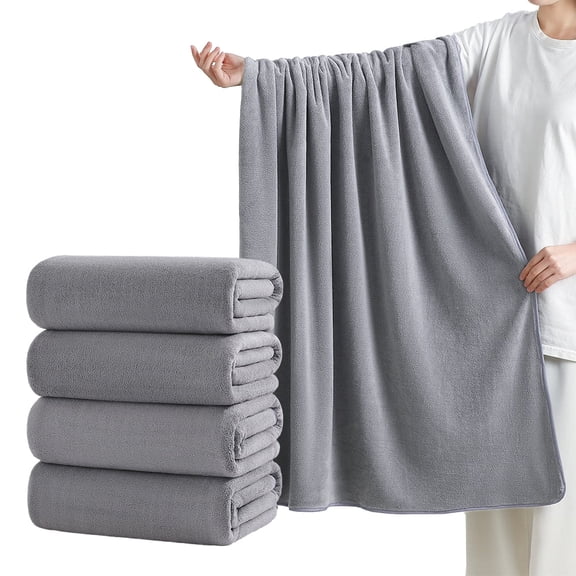 Green Essen 4 Pack Oversized Bath Towel Sets 700 GSM Soft Shower Towels 35 x 70 Inches Quick Dry Bath Sheets Highly Absorbent Bath Towel Clearance for Bathroom Spa Hotel Gym(Dark Grey)