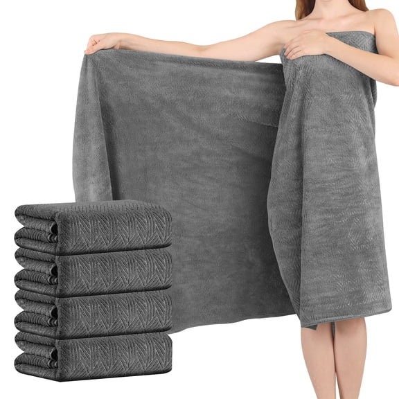 Green Essen 4 Pack Oversized Bath Towel Sets 700 GSM Soft Shower Towels 35 x 70 Inches Quick Dry Bath Sheets Highly Absorbent Bath Towel Clearance for Bathroom Spa Hotel Gym(Dark Grey)