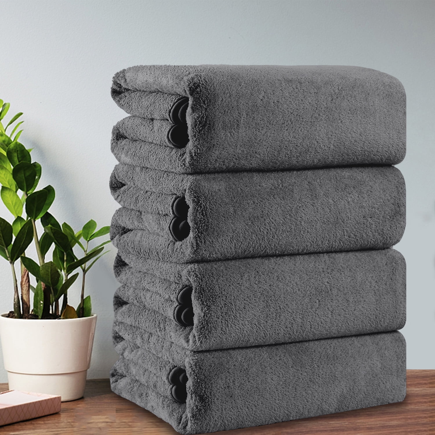 Green Essen 4 Pack XL Bath Towel Sets, 700 GSM, 35x70 Inches, Quick Dry ...