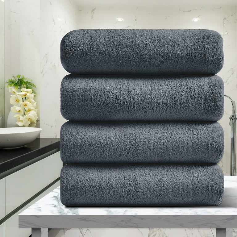 4 Piece Oversized Bath Sheet Towels (35 x 70 in,Grey) 700 GSM
