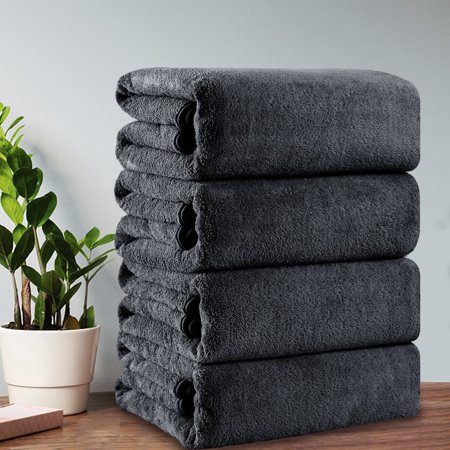 Green Essen 4 Pack Oversized Bath Towels 700 GSM Soft Shower Towels 35 x 70 Inches Quick Dry Bath Sheets Highly Absorbent Bath Towel Clearance for Bathroom Spa Hotel Gym(Black)