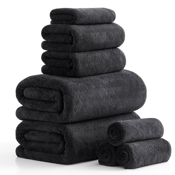 Green Essen 8 Pack Extra Large Bath Towel35"x 70" Highly Absorbent Quick Dry Bath Sheets Bath Towel Oversized Clearance Soft Shower Towels for Bathroom Spa Hotel Gym(Black)