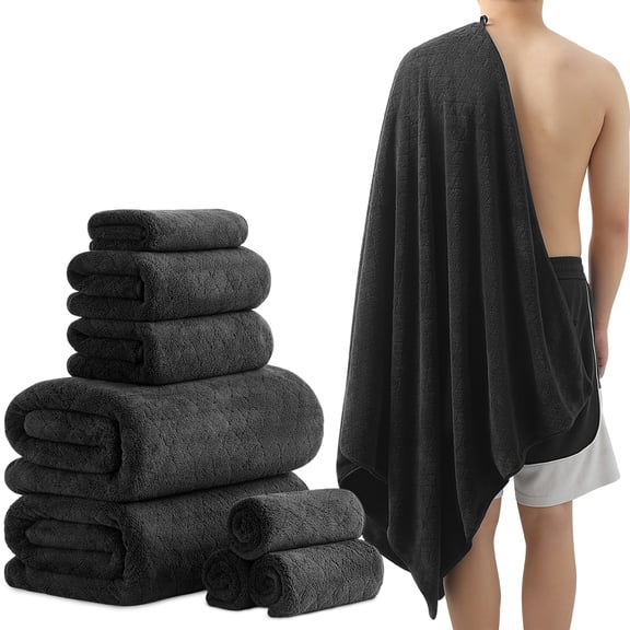Green Essen 8 Pack Extra Large Bath Towel35"x 70" Highly Absorbent Quick Dry Bath Sheets Bath Towel Oversized Clearance Soft Shower Towels for Bathroom Spa Hotel Gym(Black)