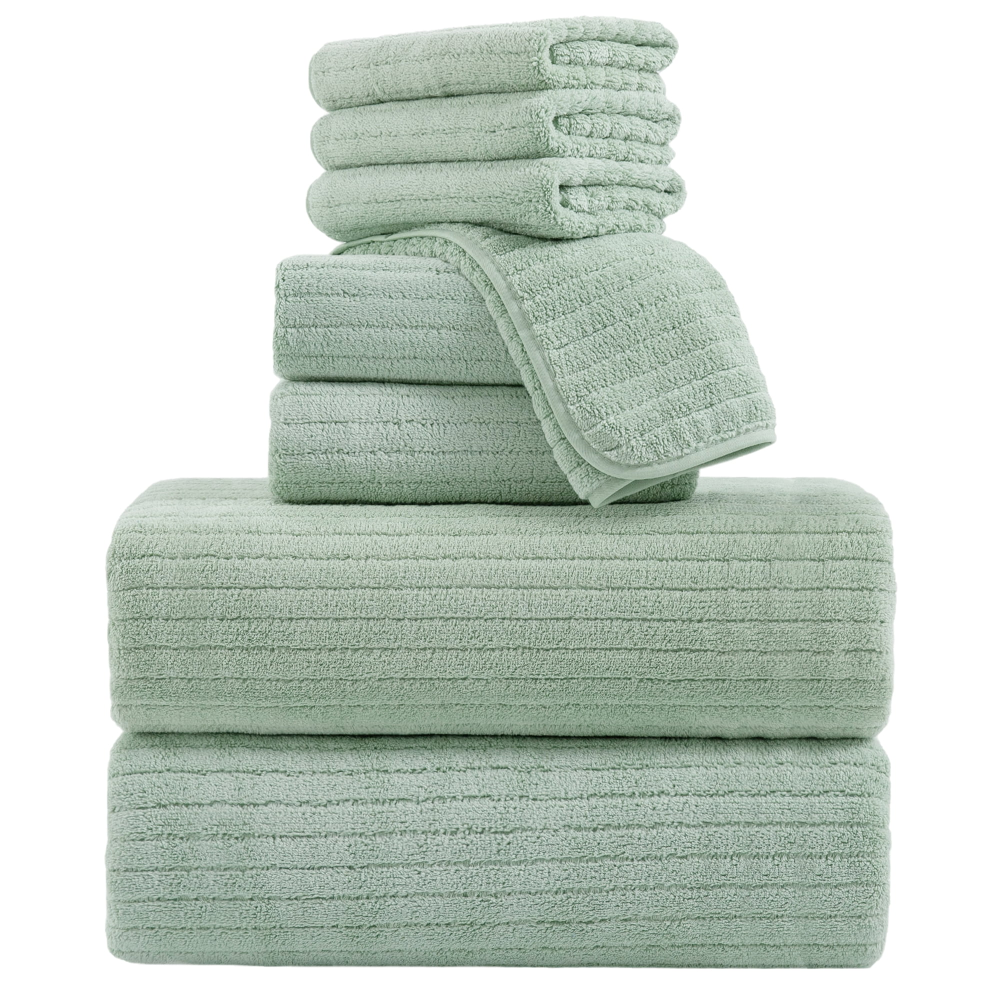 Green Essen 8 Pack Oversized Bath Towel Sets Soft Extra Large Bath