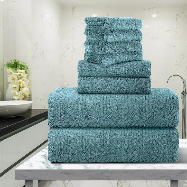 Green Essen 8 Pc 600 GSM Oversized Thick Bath Towel Set Extra Soft Quick Dry Turquoise Walmart