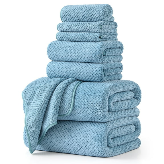 Green Essen 8 Pieces Extra Large Bath Towel Set 35"x 70" Highly Absorbent Quick Dry Bath Sheets 600 GSM Bath Towel Clearance Oversized Soft Shower Towels for Bathroom Spa Hotel Gym(Light green)