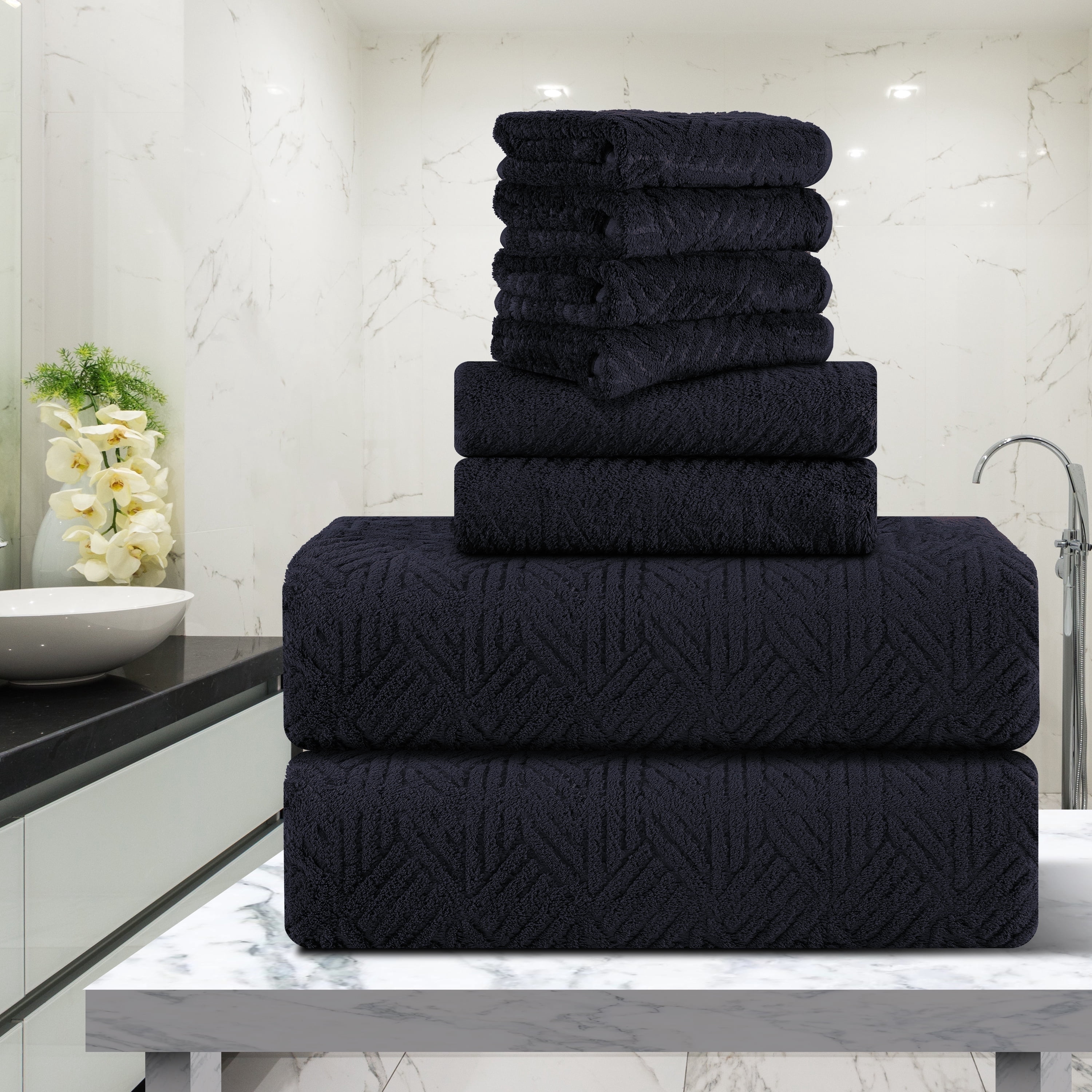 Green Essen 8 Pieces Extra Large Bath Towel Set 35"x 70" Highly Absorbent Quick Dry Bath Sheets 600 GSM Bath Towel Clearance Oversized Soft Shower Towels for Bathroom Spa Hotel Gym(Black)