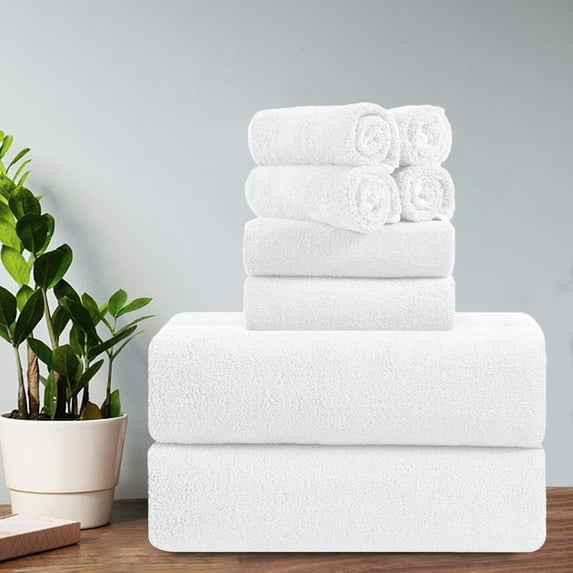 Green Essen 8 Pieces Oversized Bath Towel Sets 700 GSM Soft Shower Towels 35 x 70 Inches Quick Dry Bath Sheets Highly Absorbent Bath Towel Clearance for Bathroom Spa Hotel Gym(White)