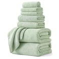 thumbnail image 1 of Green Essen Bath Towel Sets of 8, 2 Extra Large Bath Towels Oversized, 2 Hand Towels, 4 Washcloths, Soft Microfiber, Quick Dry, Highly Absorbent Bath Towels for Bathroom Kitchen Spa Hotel(Green), 1 of 8