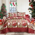 thumbnail image 1 of Green Essen Christmas Quilt Set Twin Size Floral Quilt Set Plaid Patchwork Bedspread Lightweight Coverlet with 2 Pillowcases for Home Decor, 1 of 7