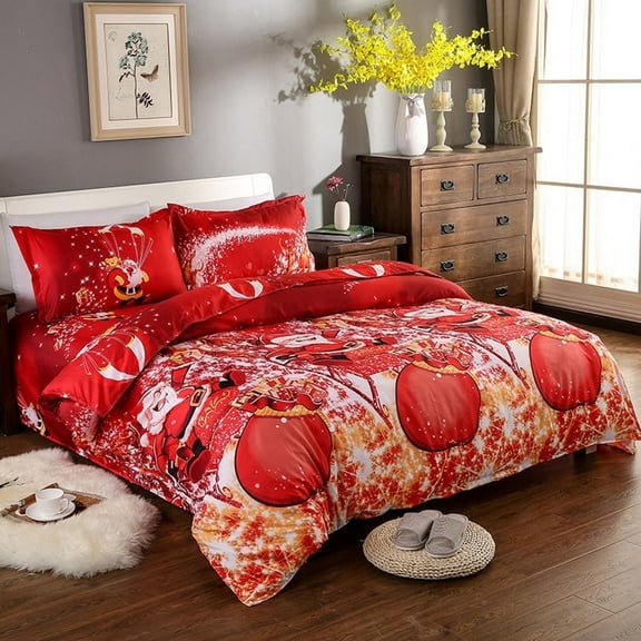 Green Essen Duvet Cover Twin Size Happy Christmas Santa Claus Tree Gift Box Printed Quilt Cover Christmas Bedding Set New Year Gifts for Kids