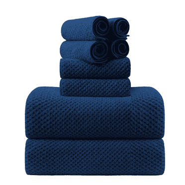 Green Essen Extra Large Bath Towel Sets of 8 pieces, 2 Large Bath Towels Oversized, 2 Hand Towels, 4 Washcloths, Soft Microfiber, Highly Absorbent Bath Towels for Bathroom Kitchen Spa Hotel(Navy)
