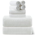 thumbnail image 1 of Green Essen Extra Large Bath Towel Sets of 8 pieces, 2 Large Bath Towels Oversized, 2 Hand Towels, 4 Washcloths, Soft Microfiber, Highly Absorbent Bath Towels for Bathroom Kitchen Spa Hotel(White), 1 of 8