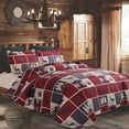 thumbnail image 1 of Green Essen Queen Quilt Buffalo Rustic Bear Bedding Red Bedspread Polyester Lightweight Coverlet, 1 of 7