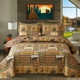 thumbnail image 1 of Green Essen Rustic Quilt Set Queen/Full Size Moose Bear Bedding Country Quilt Sets Lightweight Microfiber Bedspread Plaid Coverlet Cabin Decor, 1 Quilt & 2 Pillow Shams, 1 of 4