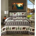 thumbnail image 1 of Green Essen Rustic Quilt Sets Queen/Full Size Lodge Bedding Set Reversible Microfiber Moose Bear Bedspread Plaid Coverlet Cabin Decor, 1 Quilt & 2 Pillow Shams, 1 of 6