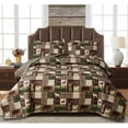 Green Essen Rustic Lodge Quilt Set, Queen/King, Reversible Moose Bear ...