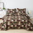 thumbnail image 1 of Green Essen Rustic Quilt Sets Queen/Full Size Moose Bear Bedding Reversible Microfiber Bedspread Plaid Coverlet Cabin Decor, 1 of 7