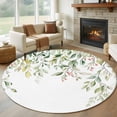 thumbnail image 1 of Green Eucalyptus 8FT Round Area Rugs for Living Room 111 Leaf Red Fruit Watercolor Nature Plant Ultra-Thin Non-Slip Round Rugs Machine Washable Low Pile Circle Carpet for Bedroom Kitchen Nursery, 1 of 9