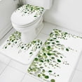 thumbnail image 1 of Green Eucalyptus Bathroom Rugs Set Leaves Watercolor Plants Farmhouse Non Slip Absorbent Soft Bath Mats 3 Piece Set with Bathroom Rug, U-Shaped Floor Mat, Toilet Seat Cover Small Size, 1 of 9