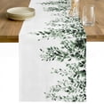thumbnail image 1 of Green Eucalyptus Cotton Linen Rectangle Table Runners 13"x72", Weeping Botanical Leaf Watercolor Coffee Table Runner Dresser Scarves Luxury Table Runners for Wedding Party Banquet Dinner Decor, 1 of 8