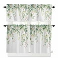 thumbnail image 1 of Green Eucalyptus Kitchen Curtains Valances and Tiers Set of 3, 24 Inch Length Tier Curtains and Valance Rod Pocket Valance Curtains Set for Kitchen Bathroom Small Windows, 1 of 8