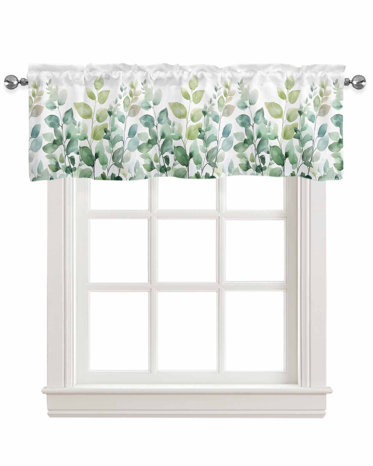 Green Eucalyptus Kitchen Valances for Windows Farmhouse Linen Window ...