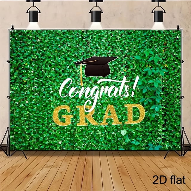 Green Eucalyptus Leaf Graduation Backdrop Golden Congrats GRAD ...