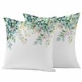 thumbnail image 1 of Green Eucalyptus Leaf Pillow Covers 2 Pack Spring Floral Plant Rustic Farmhouse Watercolor Pillowcase Waterproof Outdoor Throw Pillow Cover for Patio Garden Square Cushion 16”x16”, 1 of 9