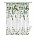 thumbnail image 1 of Green Eucalyptus Leaf Shower Curtain, Spring Country Farmhouse Plants Leaves Waterproof Shower Curtain Set with 12 Hooks Lightweight Bath Curtains Fabric Bathroom Decor 72x72 Inches, 1 of 9