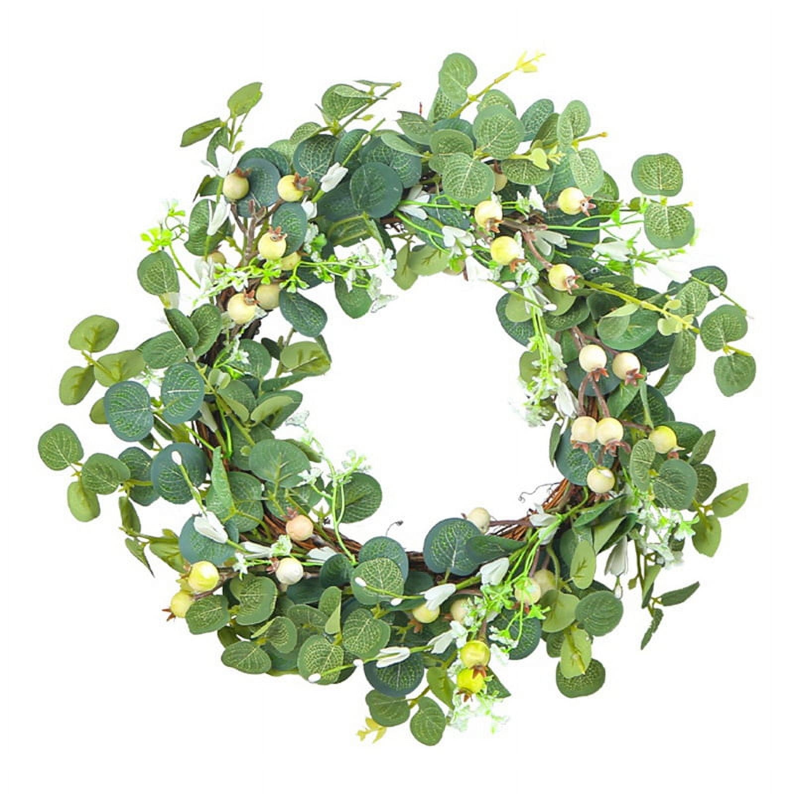 Green Eucalyptus Leaf Wreath, Artificial Greenery Wreaths for Front