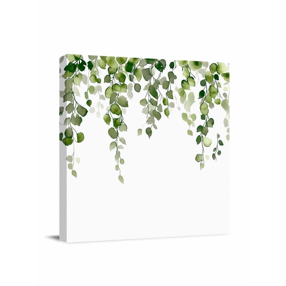 Green Eucalyptus Leave Canvas Wall Art, Watercolor Retro Leaf Framed Wall Decor Modern Artwork Prints Painting for Living Room, Bedroom, Kitchen & Cafe Decor 8x8 Inch