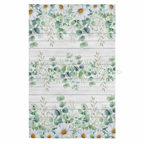 Green Eucalyptus Leaves 1 Pack Kitchen Towel, Water Absorbent Dish Towel, Daisy Summer Botanical Wooden Decorative Hand Towels - Quick Drying Cloth for Cooking Baking, 18x28 Inch