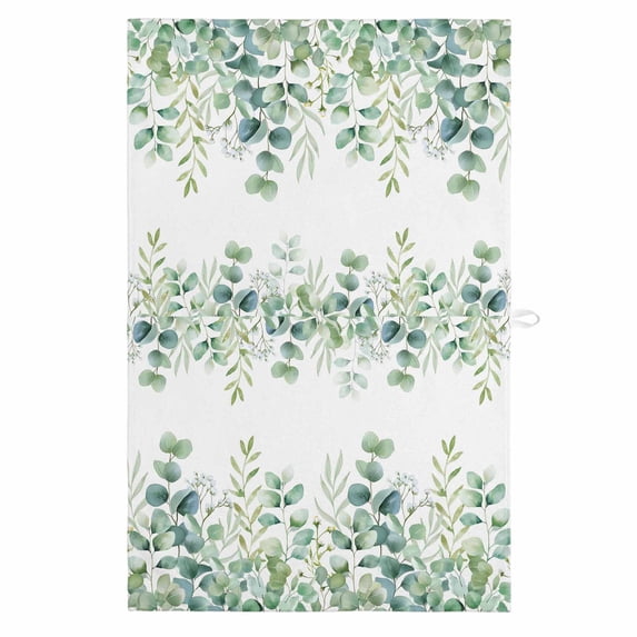 Green Eucalyptus Leaves 1 Pack Kitchen Towel, Water Absorbent Dish Towel, Watercolor Spring Summer Botanical Decorative Hand Towels - Quick Drying Cloth for Cooking Baking, 18x28 Inch