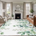 thumbnail image 1 of Green Eucalyptus Leaves Area Rugs 5'x7', Washable Small Throw Rugs for Laundry Room Playroom, Summer Botanical Daisy Floral Indoor Outdoor Rug Non-Slip Low Pile Carpet Runner Reversible Floor Mats, 1 of 8