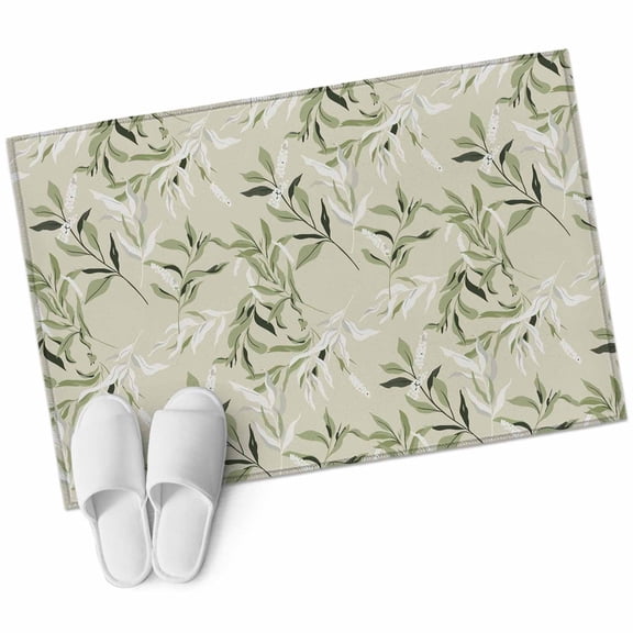 Green Eucalyptus Leaves Area Rugs Collection 2'x3', Spring Watercolor Plant Textured Non Slip Indoor Rectangle Throw Runner Rug Floor Mat Carpet for Living Room Dining Table Bedroom Nursery