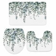 thumbnail image 1 of Green Eucalyptus Leaves Bath Mat 3 Piece Bathroom Rug Set, Summer Botanical Watercolor Non Slip Bath Rug Contour Mat and Toilet Lid Cover, Absorbent Shower Mats Soft Bath Rugs and Mats Sets, 1 of 8
