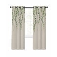thumbnail image 1 of Green Eucalyptus Leaves Blackout Curtains 90 Inches Long for Bedroom, Rustic Weep Botanical Leaf Beige Thermal Insulated Room Darkening Black Out Window Curtain Panels Grommet Drapes for Living Room, 1 of 8