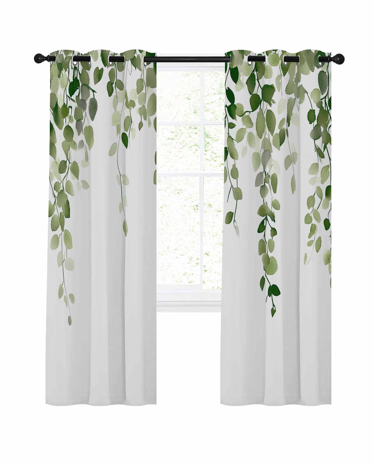 Curtains With Green Leaves