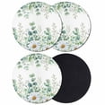 thumbnail image 1 of Green Eucalyptus Leaves Coasters Set of 4, Absorbent Coasters for Drinks, Summer Botanical Watercolor Daisy Coaster for Desk Coffee Table Protection, Home Decor House Warming Gifts 4", 1 of 8