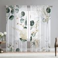thumbnail image 1 of Green Eucalyptus Leaves Curtains for Living Room 84 inch Length 2 Panels Set Elegant Hydrangea Floral Spring Printed Window Curtain Natural Sheer Chiffon Drapes for Bedroom, 1 of 6