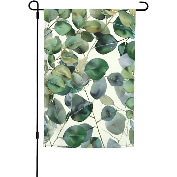 Green Eucalyptus Leaves Garden Flag, Double Sided, Fade-Resistant Outdoor Banner, 12 x 18 Inch