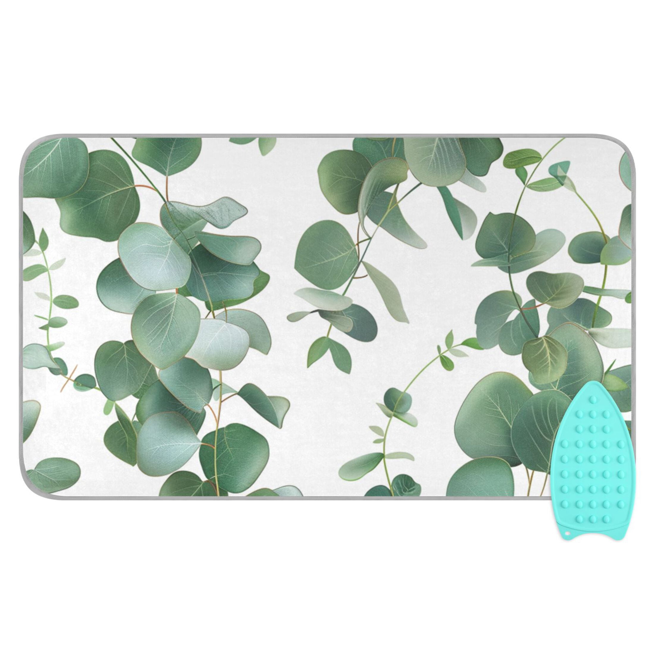 Green Eucalyptus Leaves Hand Painted Ironing Mat Blanket Portable Travel Ironing Pad Heat Resistant Pad 47.2" x 27.6”