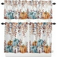 thumbnail image 1 of Green Eucalyptus Leaves Kitchen Curtains, Retro Floral 3-Piece Kitchen Curtain Valance and Tiers Set 24 Inch Length, Rustic Botanical Rod Pocket Half Window Curtains for Cafe Living Room Bathroom, 1 of 6